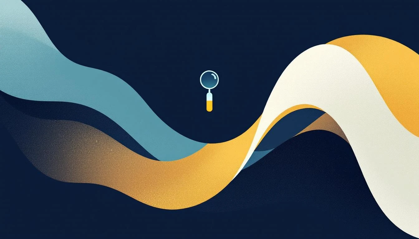 Editorial illustration of two diverging waveforms with a magnifying-glass form for the Specialty lane.